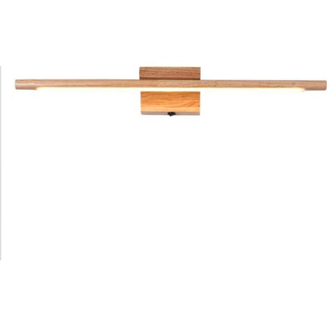 Specchio da bagno in legno monoblocco con lampada e interruttore, moderna applique a LED per interni, specchio per il trucco, lampada da tavolo, bianco caldo (oro) - 56 x 22 x 4,5 cm (1/4)