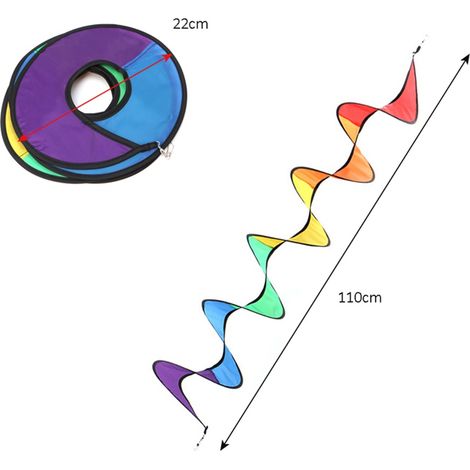 Moulin à vent en spirale arc-en-ciel, carillon coloré pour jardin, maison, camping, tente (1/5)