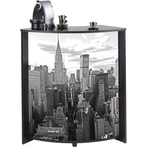Meuble-Comptoir Bar 96 cm Noir 3 Niches - Coloris: New York 500 (1/4)