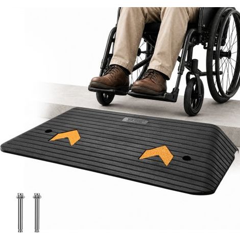 Rampe de Seuil Hauteur 10,2 cm Rampe Trottoir Caoutchouc avec 1 Canal Capacité Charge 15 tonnes Surface Texturée Antidérapante pour Fauteuil Roulant Voiture Scooter Quai Garage 90,2x62x10,2 cm (1/3)