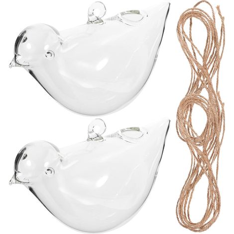 ABOOFAN Lot de 2 pots fleurs suspendus en verre, motif oiseau, (1/5)