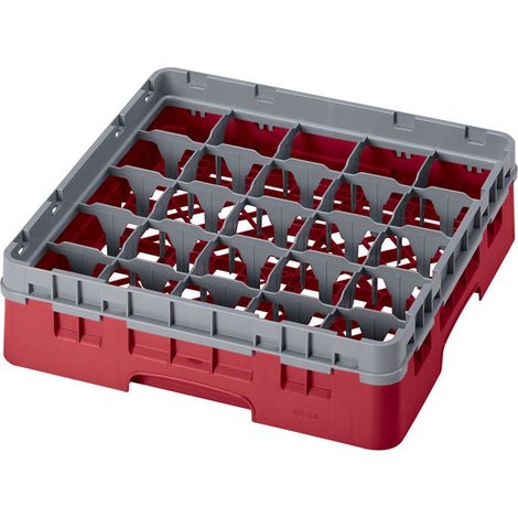 Casiers de lavage haut max 9,2 cm - 50 x 50 x 14.3 cm - Groseille - Lot de 5 - Cambro