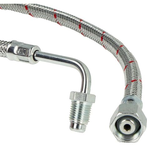 tecuro Universal - Ölschlauch mit losem 1/4 Zoll Dichtnipppel 90° x 3/8 Zoll Überwurfmutter - konisch dichtend x 1000 mm (1/4)