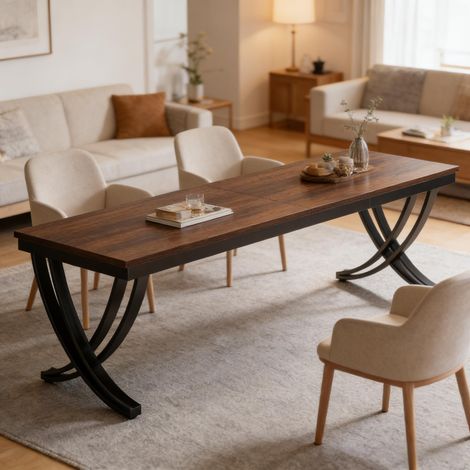 Bureau informatique long 2 places, poste de travail spacieux, table seule pour ordinateur, mobilier bureau robuste et moderne. (1/5)