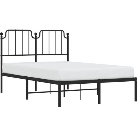 Cadre de lit métal sans matelas avec tête de lit noir 120x190cm vidaXL (1/5)