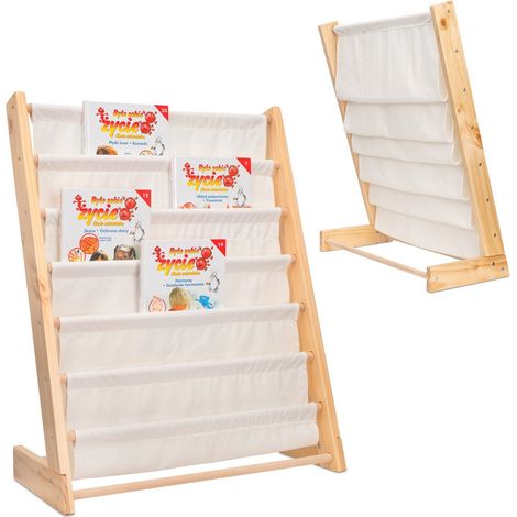 Bibliothèque pour enfants, 79 cm de haut, 6 étagères en tissu, étagère à livres en bois pour chambre d'enfant (1/5)