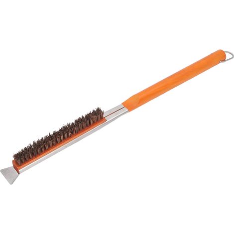 Brosse à pizza 21 poignée bois et grattoir, poils fibre de coco amovibles, nettoyage facile, accessoire four à pizza cuisson extérieure (1/5)