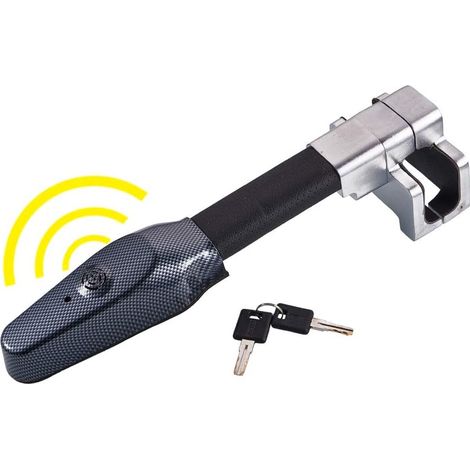 Antivol Auto avec Alarme Jusqu'à 130 db, Barre Bloque Volant Voiture Anti-Rayures, Canne Antivol Voiture à 2 Clés, Car Steering Wheel Anti-Theft Lock Universel pour Auto, SUV, Camping Car