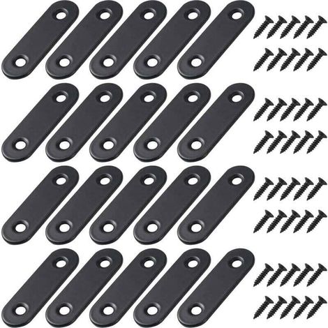 Equerre de Fixation Plats Droits Support en Droit Plat Metalliques Equerres avec Vis pour Bois Meubles Placard Réparation Support 50  16mm Noir 20 Pièces,de DEBUNS (1/5)
