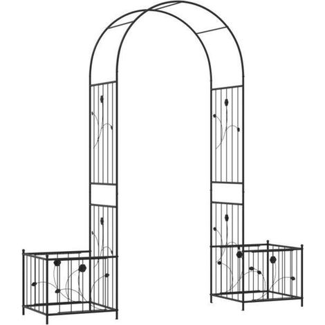 Arche de jardin en métal pour plantes grimpantes avec 2 jardinières et piquets de sol, tonnelle pour extérieur et mariage (1/5)