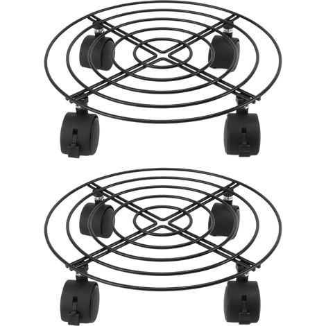 Set aus 2 runden Metallpflanzhaltern mit 27 cm Durchmesser - Robuste Pflanzständer für drinnen und draußen - Maximale Tragfähigkeit: 50 kg - Schwarz