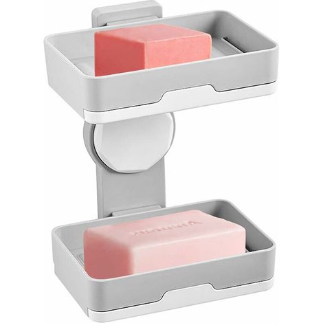 Porte-savon double Couche,Porte-Savon Boîte à Savon Porte-Savon avec Drain Support Multifonctionnelle Porte-Savon Tenture Murale Boîte à Savon pour Baignoire de Douche et Évier de Cuisine gra (1/5)