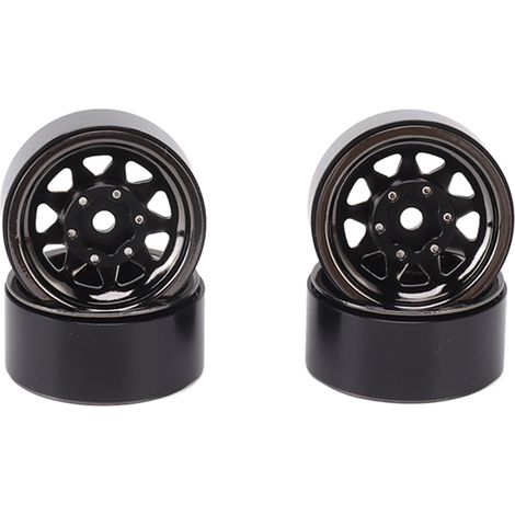 4 Roues Beadlock Universelles 1in pour Traxxas, Pièces RC Voiture Tout-Terrain avec Vis et Écrous Noir (1/5)