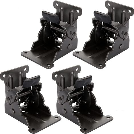 Lot de 4 pieds de table avec charnières pliantes de 0 à 90 degrés - Verrouillage automatique - Pour table, lit et armoire (1/5)