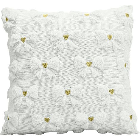 Funda de cojín decorativa con lazo y corazón YOCBZ de 45 x 45 cm, funda de cojín decorativa de felpa cómoda Coquette Preppy Decor, apta para sofás/camas, color beige – compatible con rellenos de almoh
