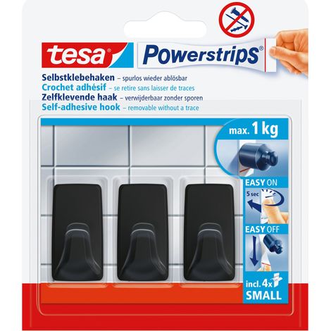 247064 tesa PS Haken S rechteckig, schwarz (1/4)