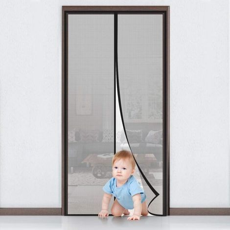 Mosquitera magnética para puerta o ventana, 200 x 220 cm, malla ultra fina, cortina antimoscas y mosquitos, adecuada para puertas correderas de cristal, instalación sin perforación mediante cinta adhe (1/5)