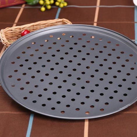 Plaque à pizza antiadhésive, plateau à pizza rond, outil de cuisson robuste (1/5)