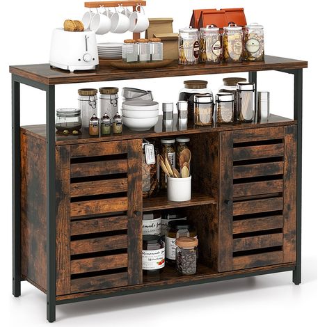 Kitchen Buffet Cabinet Industrial Sideboard Storage Cabinet w/Shelves (1/5)