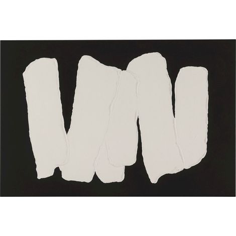 toile abstraite blanc noir élégance moderne pour salon - blanc texturé fond noir profond (1/3)