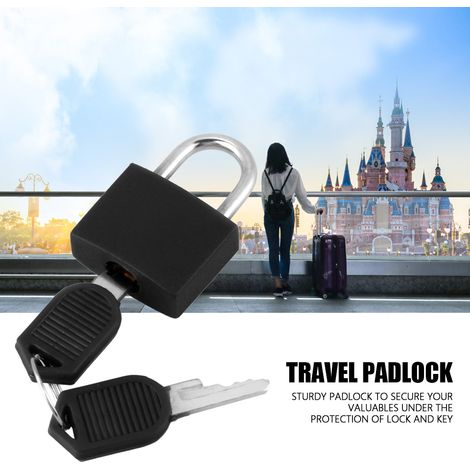 Cadenas miniature haute sécurité pour valise et bagages, revêtement plastique, voyage, avec 2 clés, cadenas de sûreté compact. (1/5)