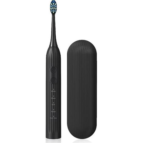 Brosse à dents électrique étanche et rechargeable avec 8 têtes de brosse - Noire (1/5)