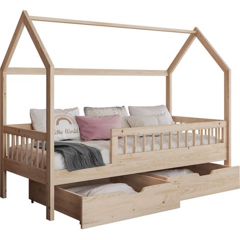 Cama Henderson 167, Haya, Individuales, 80x180, Madera, Somieres, 87x186x150cm (1/3)