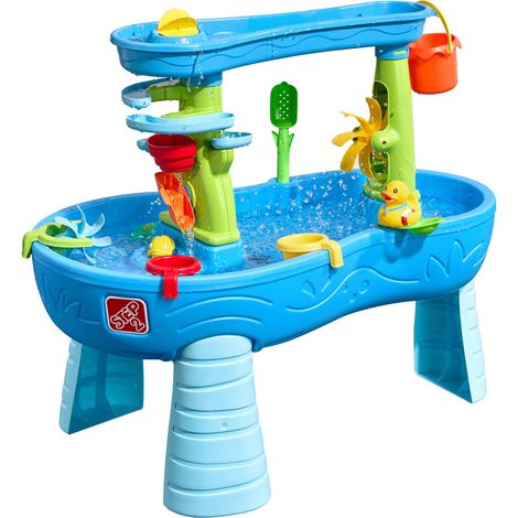 Table d'eau pour enfants Double Showers Splash – 2 niveaux – Activités aquatiques – Grande roue et toboggans – Jardin extérieur – Step 2 - STEP2