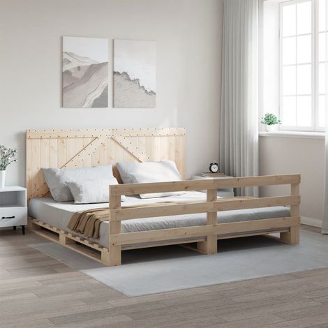 Giroletto con Testiera 200x200 cm in Legno Massello di Pino vidaXL (1/4)