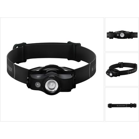 Lampada frontale LED Lenser MH4 da 400 lm, impermeabile IPX4, con batteria ricaricabile e cavo di ricarica, colore nero (1/5)