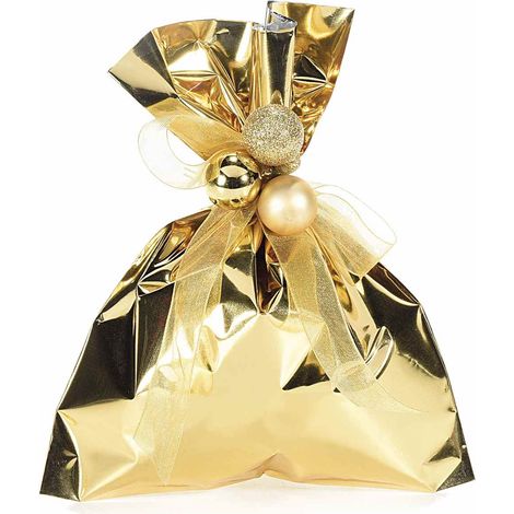 Sachet cadeau or métallisé 15x20 cm, set de 100, 15 x H. 20 cm