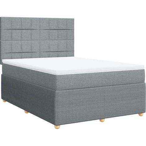 Maison Exclusive - Cama box spring con colchón tela gris claro 14 (1/5)