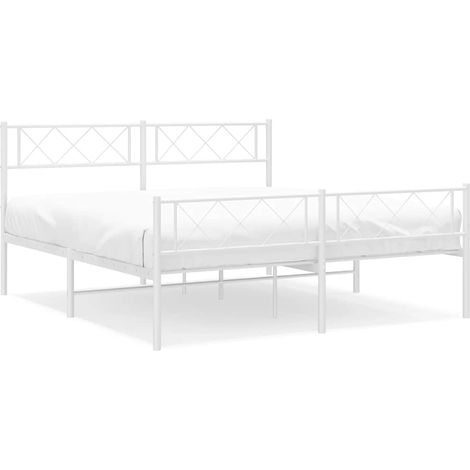 Maison Exclusive - Giroletto con Testiera e Pediera Metallo Bianco 150x200 cm (1/5)