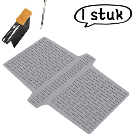 tapis d'évier en silicone gris - Protection pour évier de cuisine - Antidérapant, résistant aux rayures et égouttoir (1/5)