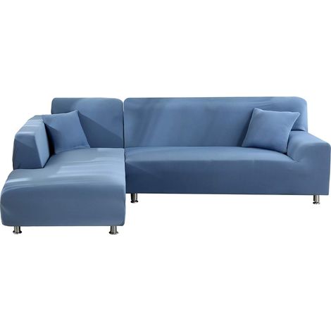 Housses de Canapé Extensibles Housse de Canapé d'angle Housse en Polyester Housses Extensibles pour Canapé en L + 2pcs Couvre Oreillers(Ⅳ) (1/5)