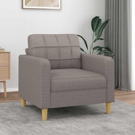 Sofasessel mit Kissen und Armlehnen aus Leinenstoff, Taupe (1/5)