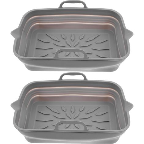 Tapis de Cuisson en Silicone Pliable 2pcs pour Friteuse à Air Poignées Résistantes la Chaleur, Cuisine et Petits Appartements'-'- (1/5)