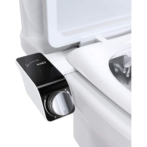 Accessoire de bidet à double buse non électrique autonettoyant pour jet de siège de toilette, pulvérisateur de bidet de toilette, pression d'eau réglable, lavage arrière et féminin