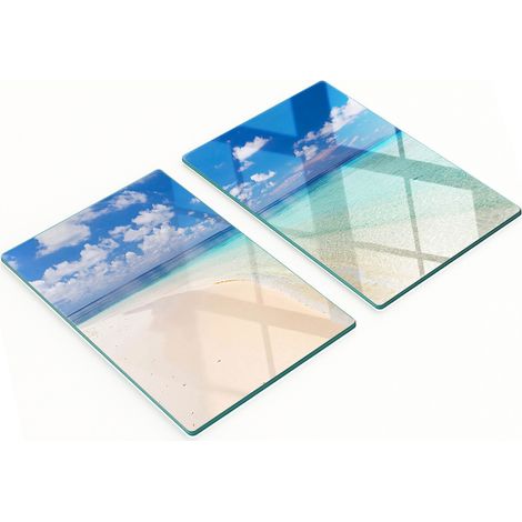 Taglieri da cucina decorativi in vetro con motivo spiaggia Maldive, 2x40x52 cm (1/5)