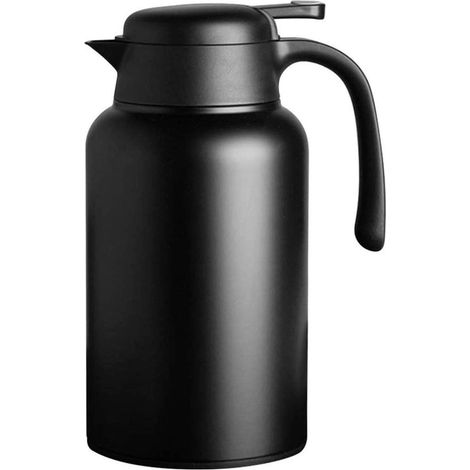 Thermoskanne – Hält Getränke heiß und kalt – 2 Liter – Schwarz – Edelstahl (1/5)