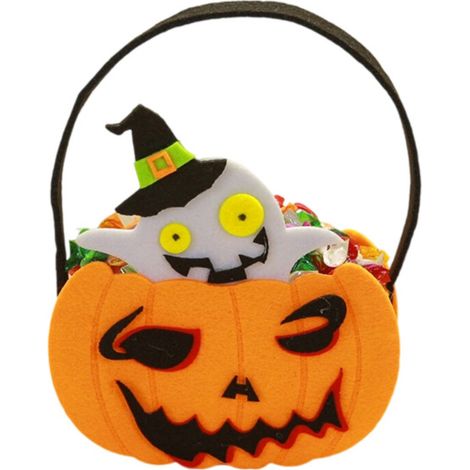 Borsa per caramelle a forma di zucca portatile, manico ergonomico, -5