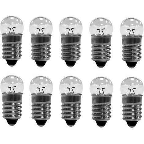 Pack of 10 E10 6V 0.2A Warm White Light Bulbs for Nativity Scenes and Dollhouses (1/4)