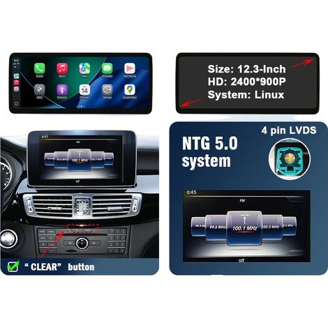 Schermo touchscreen multimediale per auto, compatibile con CarPlay wireless e Android Auto, 12,3 pollici NTG5.0 (1/2)