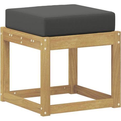 Banc de jardin blanc, 43 x 43 x 45 cm, bois d'acacia massif. (1/5)