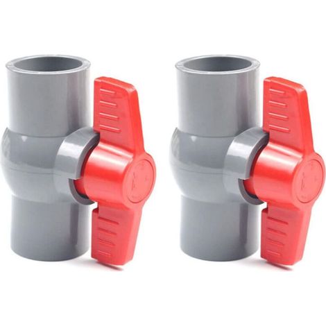 2 pièces vanne à boisseau sphérique en PVC 40 mm, valve droite U-PVC pour contrôle et arrêt du débit d'eau (1/4)