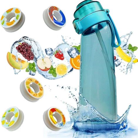 Urheilu Air Flavor Pods set, 650 ml hedelmien tuoksu Up -juomapullo 5 pods, BPA-vaahto%0 Sokeri Urheilu vesikuppi läpinäkyvä musta +5 rengasta. (1/5)