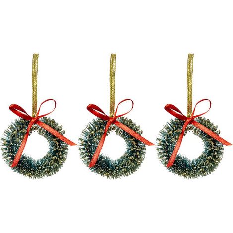 Paris Prix - Sujet De Noël 3 Couronnes soir 5cm Vert