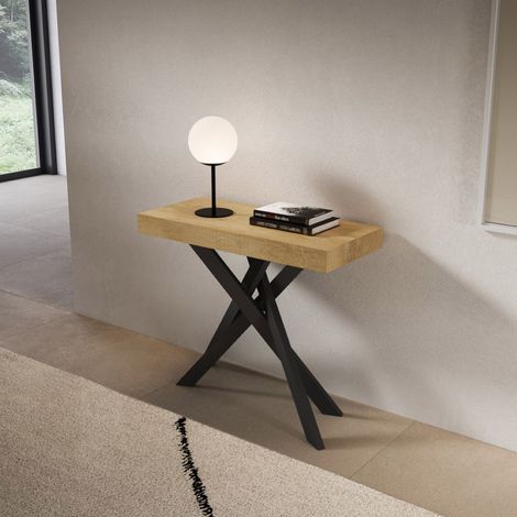 Consolle allungabile Libo Small - Quercia natura gambe antracite 90x40/196 cm (1/3)