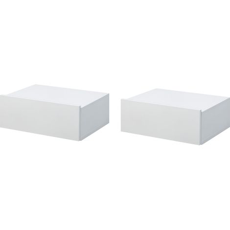 Set di 2 comodini sospesi con 1 cassetto, design a parete, stile moderno per camera da letto, 40x30x15 cm, bianco