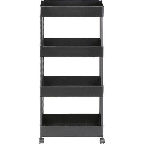 Chariot de rangement à roulettes large, 40 x 22 x 90 cm, Noir (1/5)